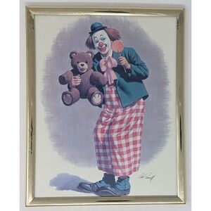1987 Arthur Sarnoff Clown Art Print - 8x10 Framed - Arthur A. Kaplan Co. L-7237